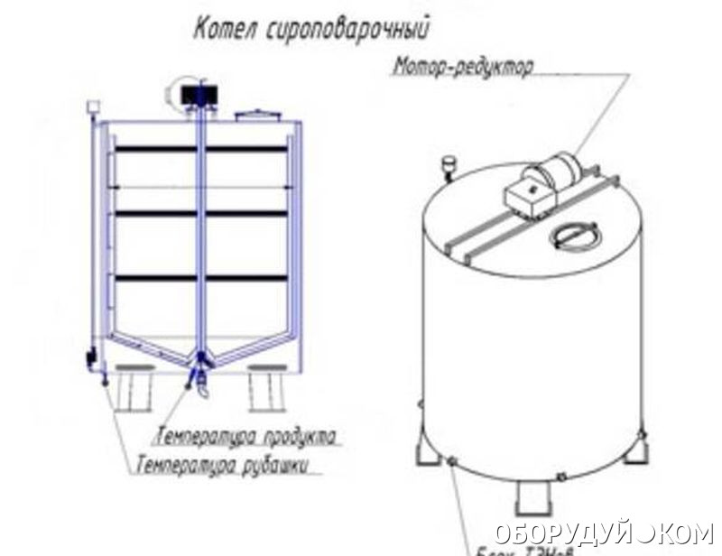 Сироповарочный котел с мешалкой схема