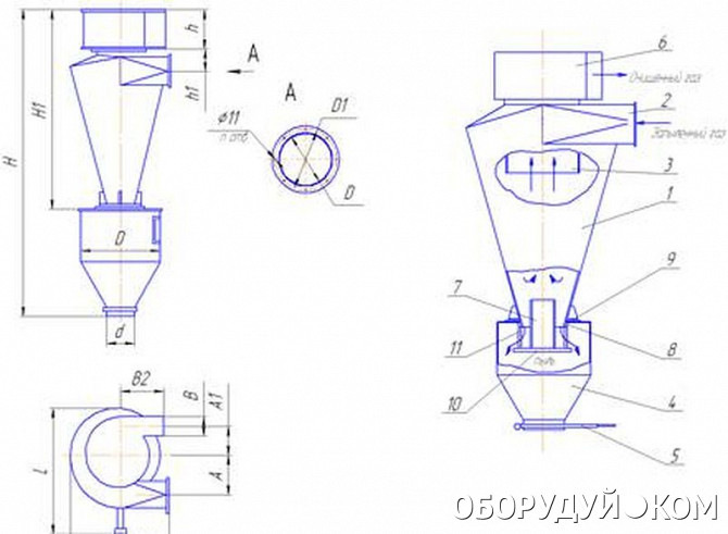 Устройство циклона для очистки воздуха от пыли чертежи
