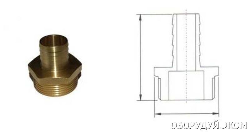 Штуцер для шланга 1 2 с наружной резьбой чертеж