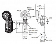 D4N-912H Концевой выключатель безопасности, Регулируемый рычаг с роликом, фиксируемый (металл. рычаг Москва