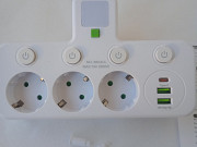 Розетка накладная тройная с ночником, USB зарядкой Липецк